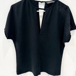 Zara Black Studded Shoulder Blouse